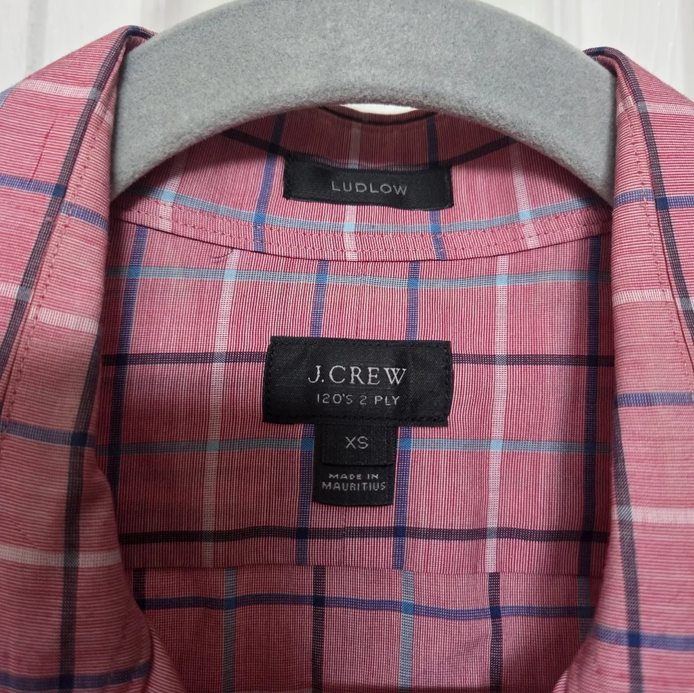 J. Crew Men's Pink Checkered Button Down Shirt Ludlow XS Cotton Preppy